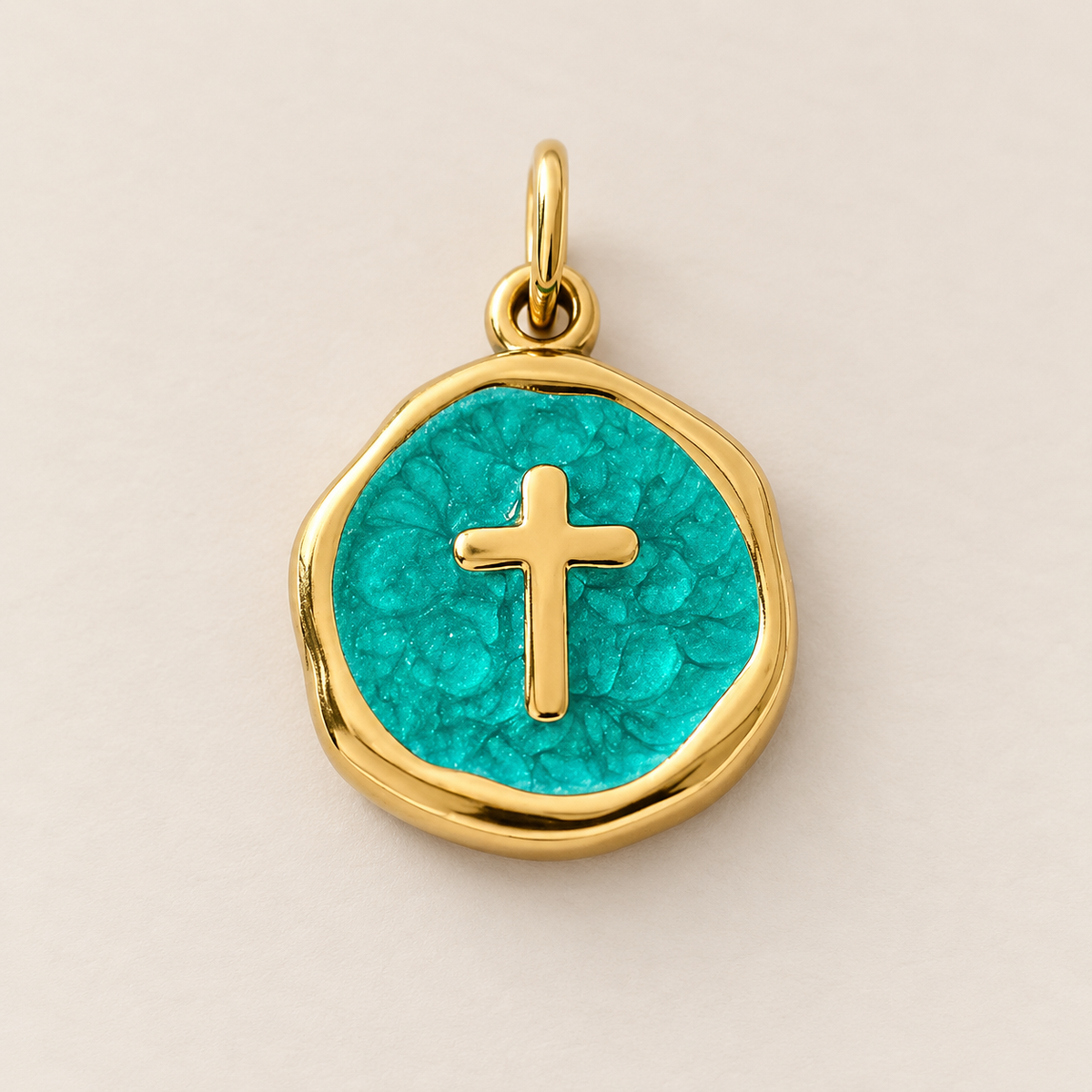 Charm Croix turquoise