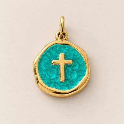 Charm Croix turquoise