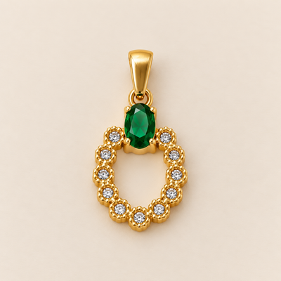 Charm Ovale vert + zircons