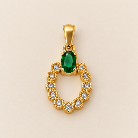 Charm Ovale vert + zircons